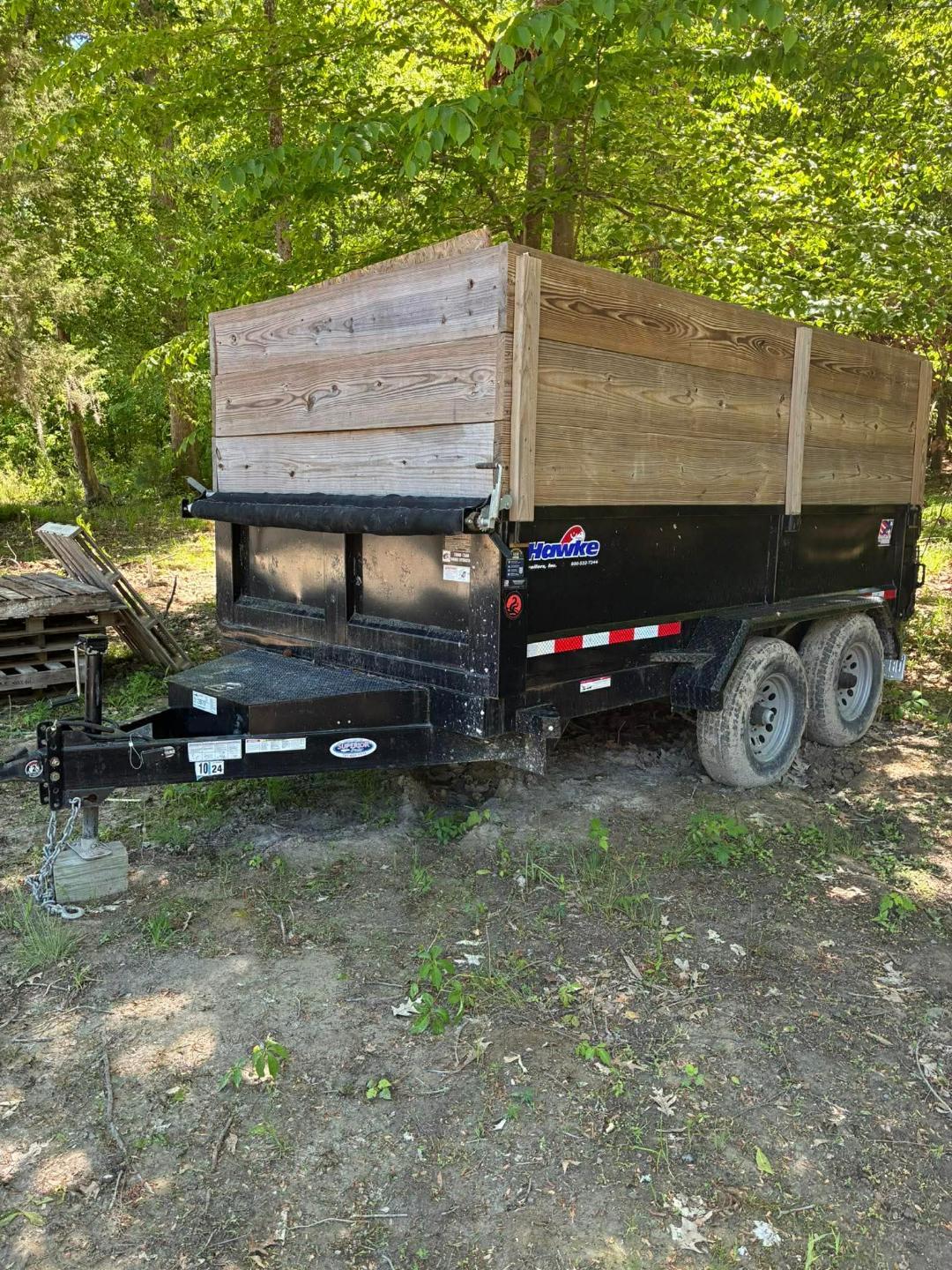 Dump trailer parked on job site ready for loading